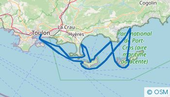 Itinéraire de navigation au départ de Toulon