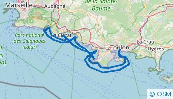 Itinéraire de navigation au départ de Toulon vers les calanques de Cassis